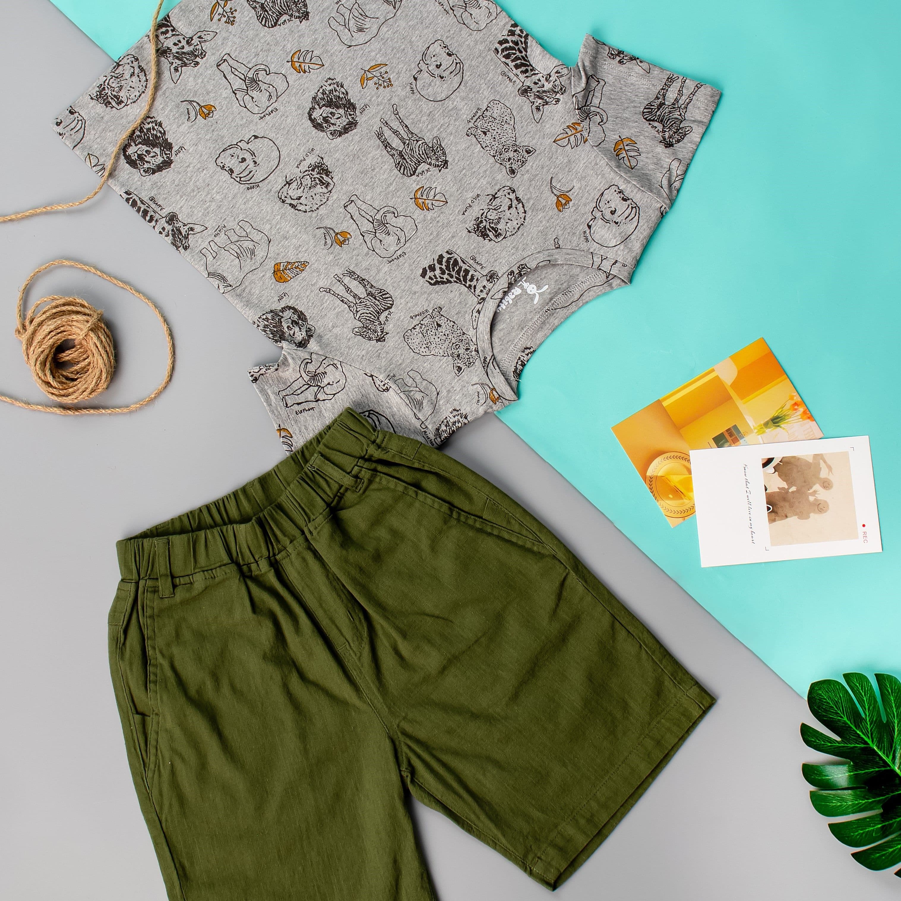 Kids' Cotton Safari Print T-Shirt and Shorts Set view 1